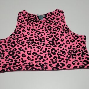 Vibrant Pink Animal Crop Print Tank